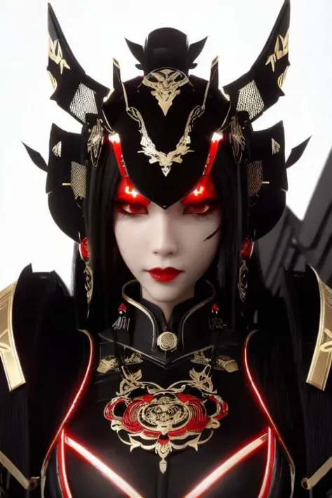 ((high quality)), ((masterpiece)), 8k, upper body, 1girl, face focus, black hard surface mecha, machina, sliver mech, red armor, black coated mech, golden earrings, Exoskeleton, black and golden mask, black machina mechanized girl, upper body, 1girl, face focus, black hard surface mecha, machina, sliver mech, red armor, black coated mech, golden earrings, Exoskeleton, black and golden mask, black machina mechanized girl