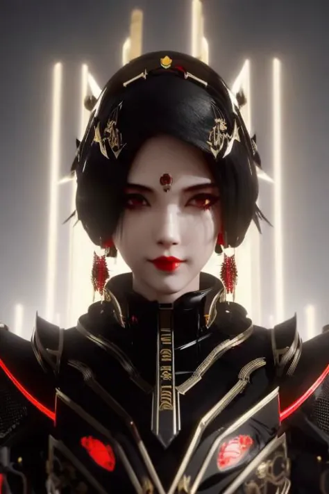 ((high quality)), ((masterpiece)), 8k, upper body, 1girl, face focus, black hard surface mecha, machina, sliver mech, red armor, black coated mech, golden earrings, Exoskeleton, black and golden mask, black machina mechanized girl, upper body, 1girl, face focus, black hard surface mecha, machina, sliver mech, red armor, black coated mech, golden earrings, Exoskeleton, black and golden mask, black machina mechanized girl