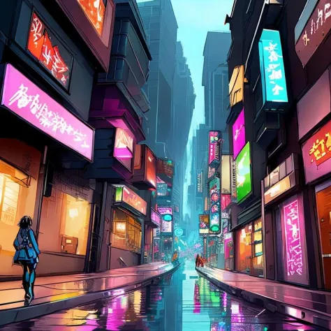 anime drawing of  mermaid   street,  futuristic, digital