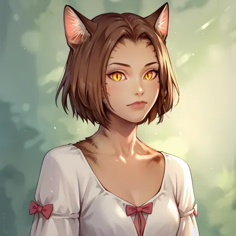 anime girl with cat ears and a white shirt