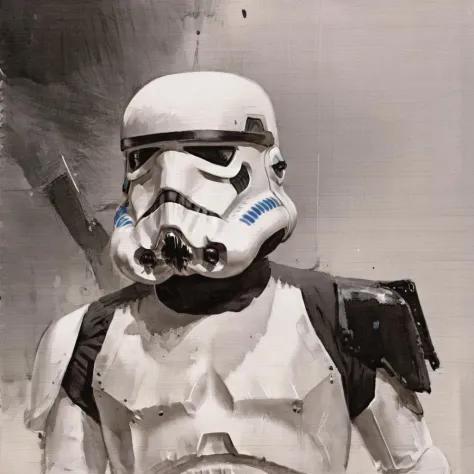 peinture de storm trooper de Star Wars, dans le style de Watseixl 