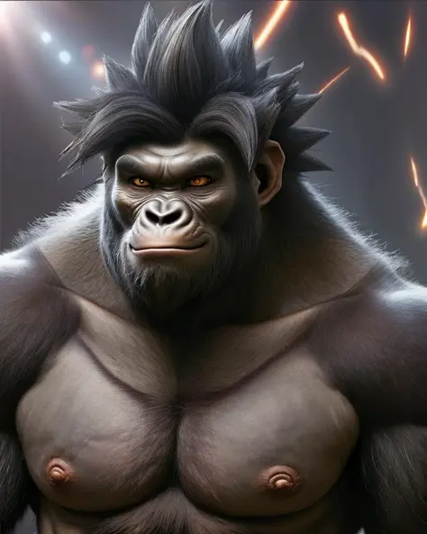 a realistic son goku gorilla hybrid