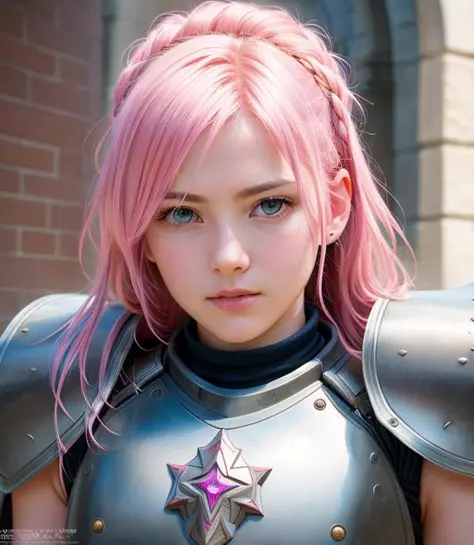 warrior, hair pink, armor leather pink ((realism)), extremely high quality RAW photograph, ultra detailed photograph, sharp focus, high resolution, high quality, film grain, Fujifilm XT3,Highly Detailed, movie, (Cinematic Photo:1.3) of (Realistic:1.3),Photorealism, (Magical Photo:1.3)