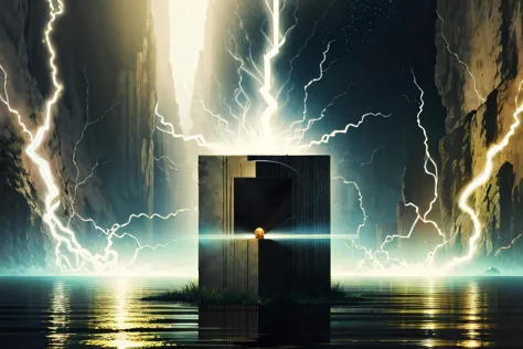 a close up of a box with lightning coming out of it