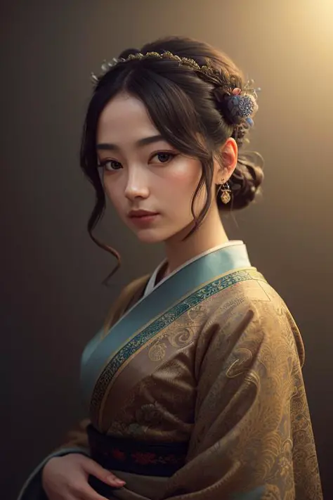 (dark shot:1.4), 80mm, (dark shot:1.4), 80mm, epic realistic, hanfu,red theme,painting of a geisha with european features enteri...