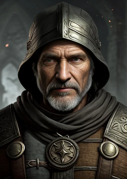 Photo Portrait of old man, Dragonborn,  Skyrim style