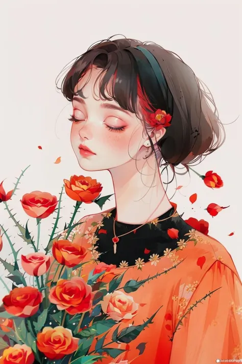 <lora:YXYcolor_v1:1>,yxycolor,
pastel color, watercolor, low color saturation, illustration, lineart, ankymoore, 1girl, bouquet,...