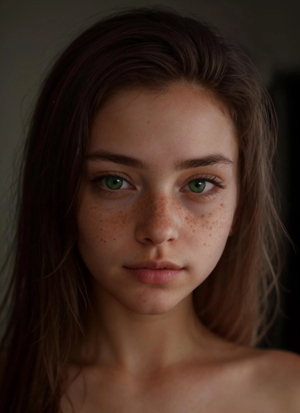 A close up of a young woman with freckles on her face - SeaArt AI