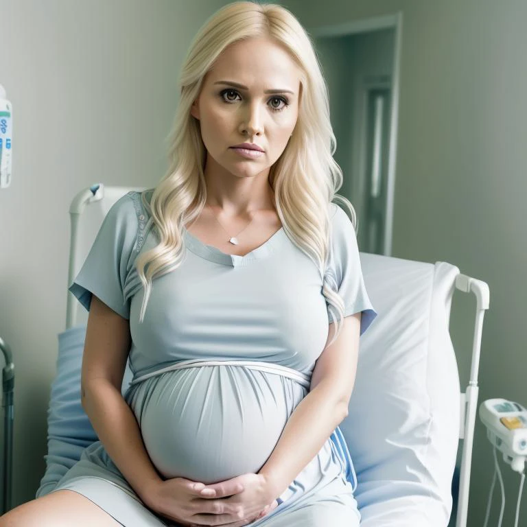 Pregnant Woman Sitting On A Hospital Bed In A Hospital Room - Seaart Ai