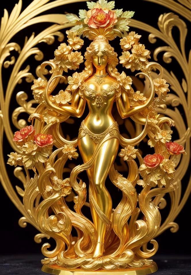 golden sculpture of a flame ornaments flowers art nouveau and Jewelry ...