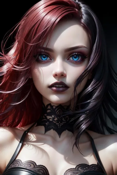 unique scary, gothic, dynamic goth hair, punk,(masterpiece:1.6, best quality), (finely detailed beautiful eyes: 1.2),(extremely ...