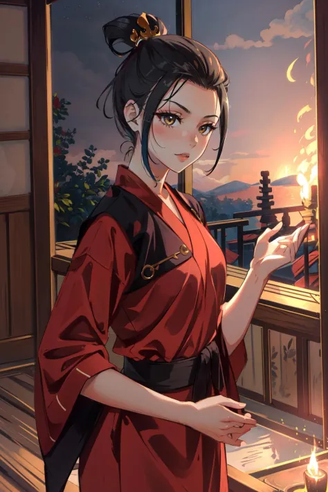 (masterpiece, best quality),  intricate details,
1girl,   <lora:azula-10:0.8> azula, single hair bun, hair bun, fire,
indoors, onsen,