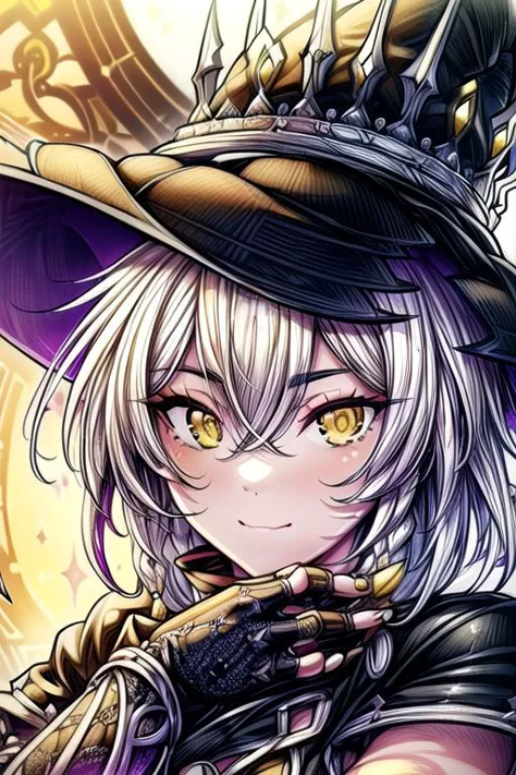 hilda, yellow eyes, long hair, very long hair, braid, twin braids, white hair, hat, leotard, see-through, witch hat, fingerless gloves, jewelry, black gloves, (masterpiece:1.2), best quality, high resolution, unity 8k wallpaper, (illustration:0.8), (beautiful detailed eyes:1.6), extremely detailed face, perfect lighting, extremely detailed CG, (perfect hands, perfect anatomy), (masterpiece:1.1), (best quality:1.1), 1girl, Real light and shadow, 4k, 8k, wallpaper,epic, detail texture, white hair, (yellow eyes:1.5), ((((whitehair:1.35, medium hair)))),intricate eyes,beautiful detailed eyes,symmetrical eyes,big eyes:1.5,(((lustrous skin:1.5,bright skin: 1.5,skin tanned,shiny skin,very shiny skin,shiny body,plastic glitter skin,exaggerated shiny skin,illuminated skin))),(detailed body,(detailed face)), cute, erotic,daring, (dynamic pose:1.0),happy,smile,(centered,scale to fit dimensions,Rule of thirds), highres,sharp focus,(ultra detailed,extremely detailed),(photorealistic artwork:1.37),(extremely detailed CG unity 8k wallpaper),(((vibrant colors,vibrant theme))),(intricate),(masterpiece),(best quality),