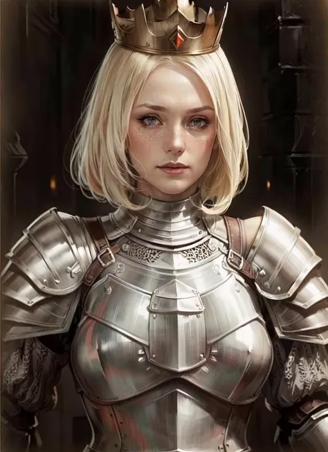 A woman in armor with a crown on her head - SeaArt AI