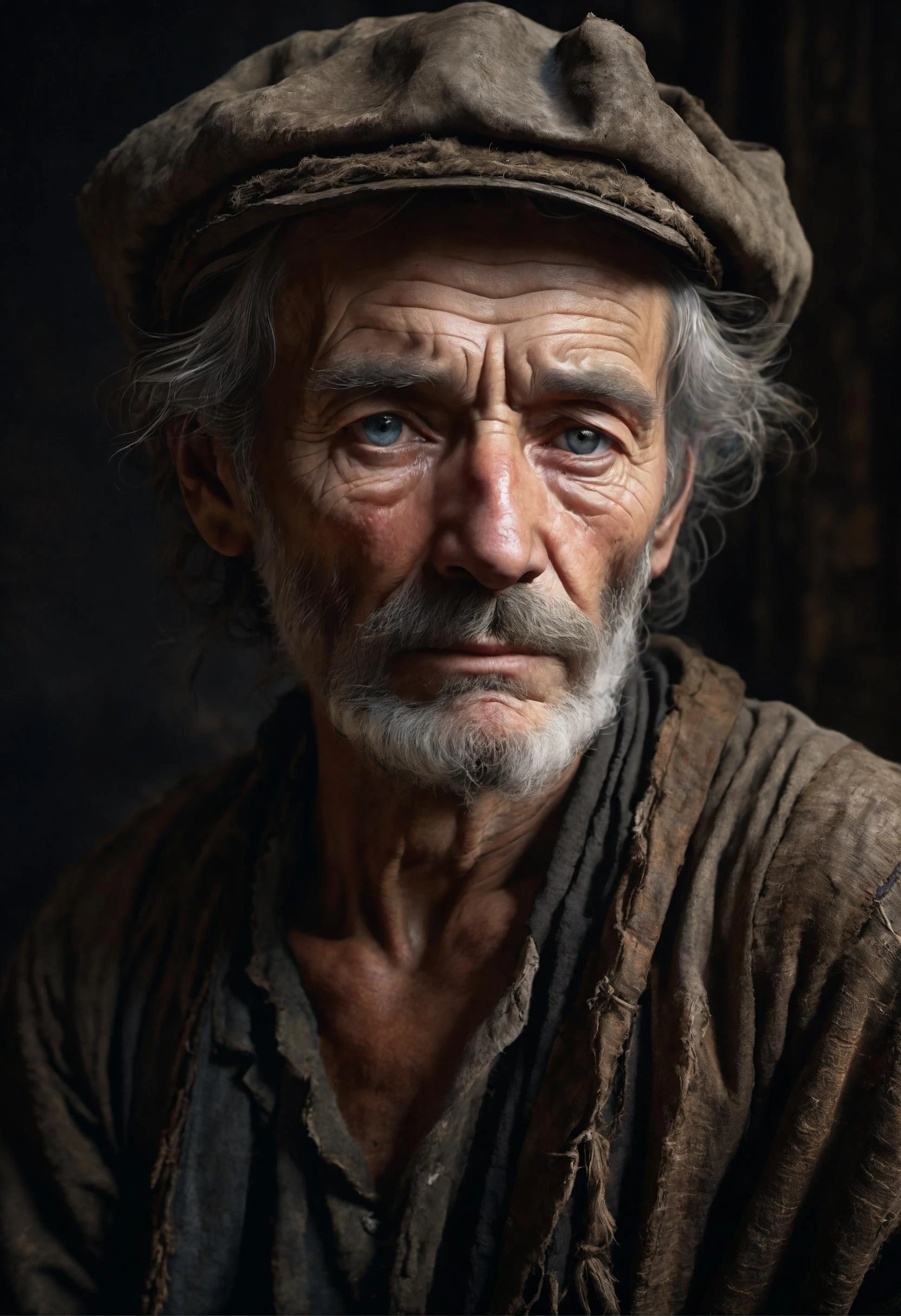 Retrato de glamour (desde arriba:0.5) of poor russian 1800 old worker ...