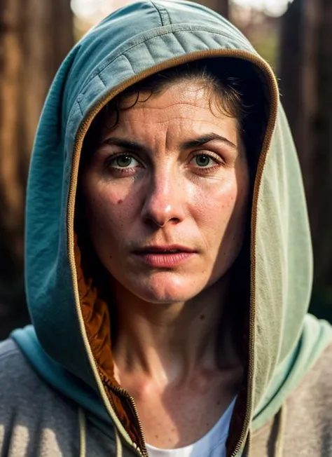 A stunning intricate color close up portrait of (sks woman:1) , wearing Ripped jeans and oversized hoodie, epic character composition, sharp focus, natural lighting, subsurface scattering, f2, 35mm, film grain, , by Gregory Crewdson, <lora:locon_jodiewhittaker_v1_from_v1_64_32:1>