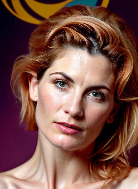 A stunning intricate color close up portrait of (sks woman:1) , wearing haute coture, epic character composition, sharp focus, natural lighting, subsurface scattering, f2, 35mm, film grain, , by David LaChapelle, <lora:locon_jodiewhittaker_v1_from_v1_64_32:1>