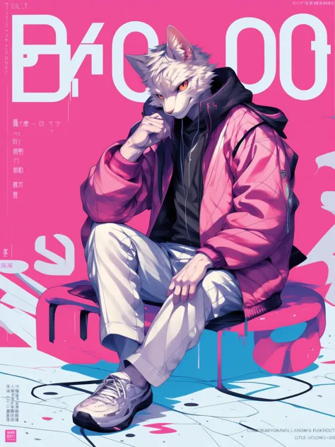 domestic cat, melting, jacket, pink theme, sitting, footwear, by chung0 0, by null-ghost, by littleblackalas, by [bakemonoy|dark...