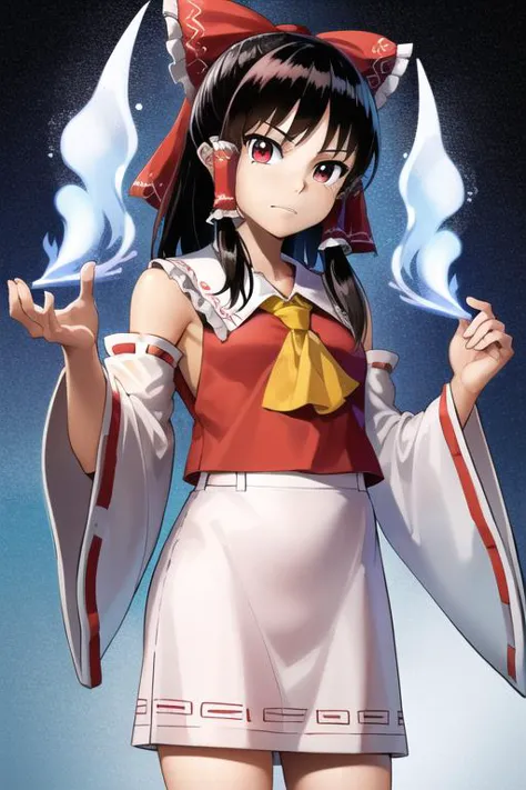 a woman in a red and white outfit holding a sword