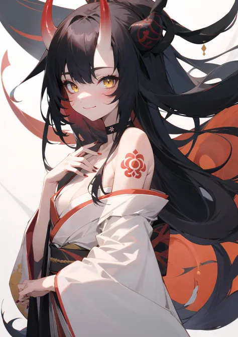 anime girl with long black hair and red eyes holding a sword