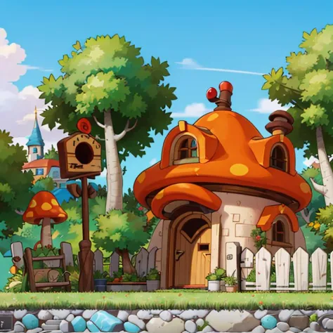 ((masterpiece,best quality)), absurdres,
<lora:Henesys_Maple_Story_Anime:0.7>, Henesys_Maple_Story, 
outdoors, no humans, tree, grass, sky, house, scenery, mushroom, door, window, fence, chimney, sign, plant, building, nature,
cinematic composition,