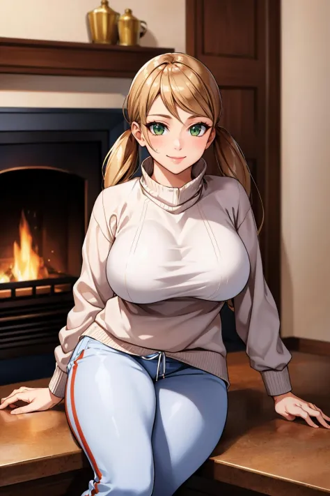 masterpiece, best quality,  <lora:lafter-nvwls-v1-000010:0.9> lafter frankland, large breasts, white sweater, sweatpants, thighs...