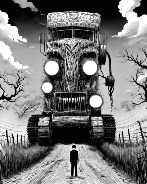 combine harvester,junji ito style,horror,manga, <lora:XL_itoStyleLycoris:1.0>