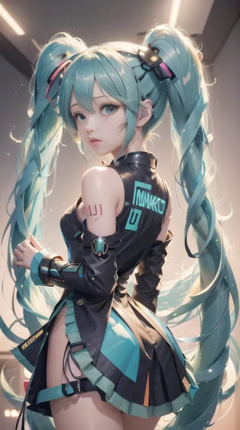 ((best quality)) , ((masterpiece)), hatsune miku, twintails <lora:HatsuneMiku:0.2>  <lora:Neonpunkai-8:1> night time