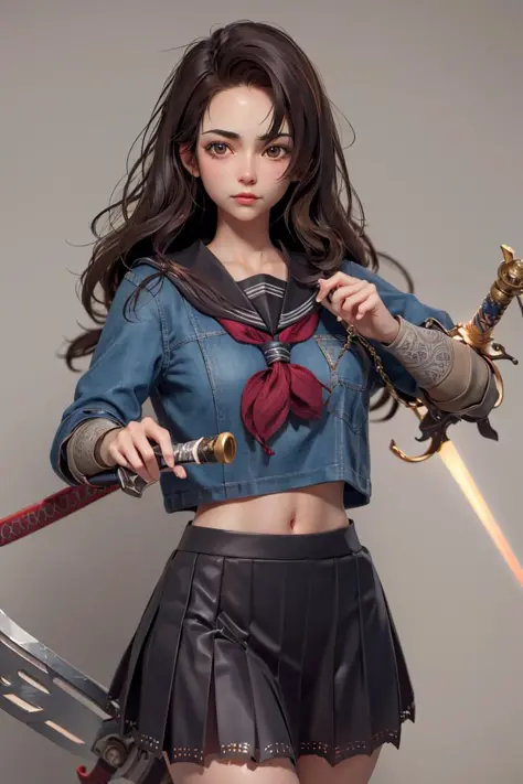 <lora:stylized3DModelLora_v30:0.65>, 
1girl, looking at viewer,  serafuku, pleated skirt,  holding sword,
masterpiece, best quality, 8k, detailed skin texture, detailed cloth texture,  beautiful detailed face, intricate details, ultra detailed