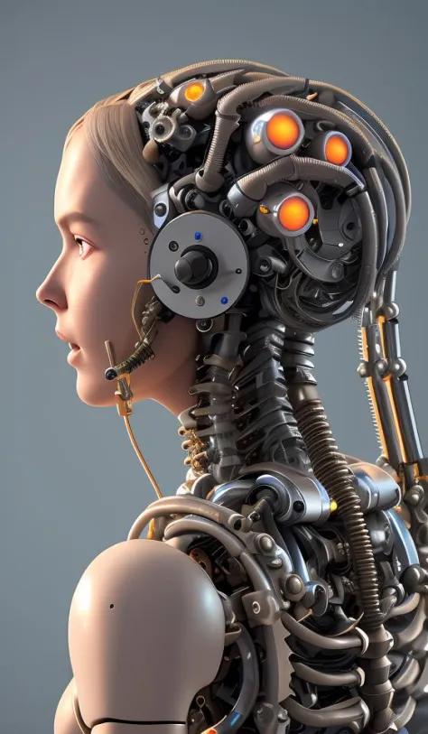 1mechanical girl,((ultra realistic details)), portrait, global illumination, shadows, octane render, 8k, ultra sharp,metal,intri...