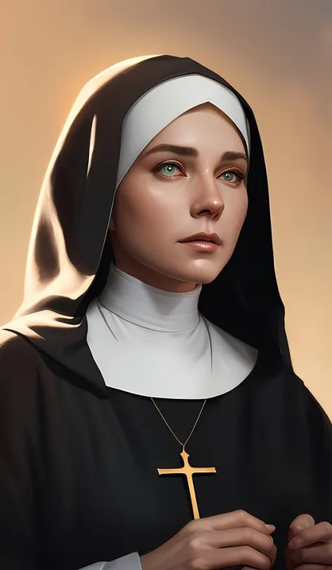 portrait of a dystopian nun, intricate, headshot, highly detailed, digital painting, artstation, concept art, sharp focus, cinem...