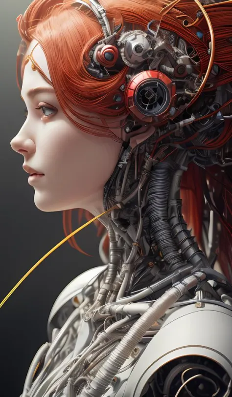 8K, fire ,red, flame,,explosion, , highly detailed, a beautiful ultra detailed of a beautiful profile, biomechanical cyborg,deam...
