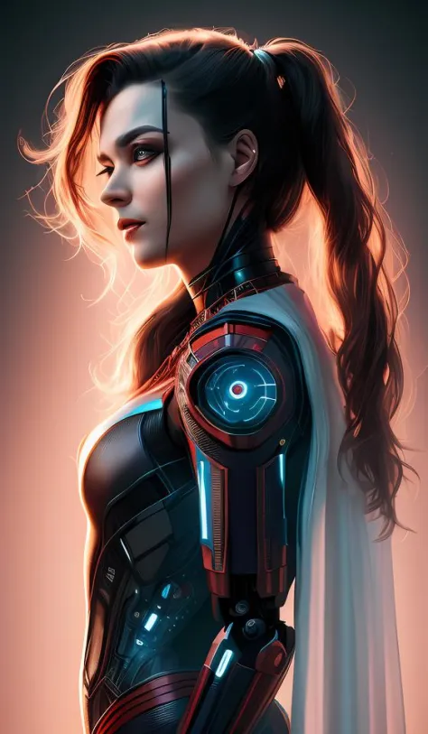 portrait of spiderwoman as a robot, cyberpunk machine, machine face, robed, upper half portrait, decorated, intricate intense elegant highly detailed 8 k