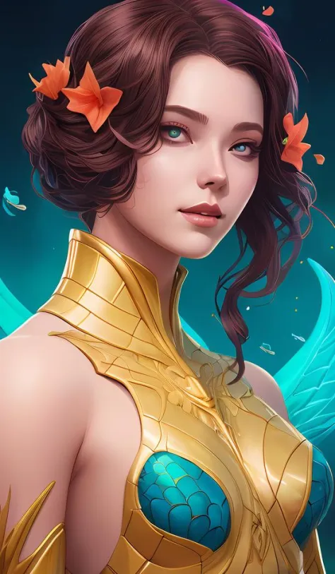 um retrato de uma bela sereia april o'neil, arte por lois van baarle e loish e ross tran e rossdraws e sam yang e samdoesarts e artgerm e saruei, arte digital, Altamente detalhado, Intrincado, foco nitído, tendências no artstation hq, deviantart, motor irreal 5, Imagem UHD 4K