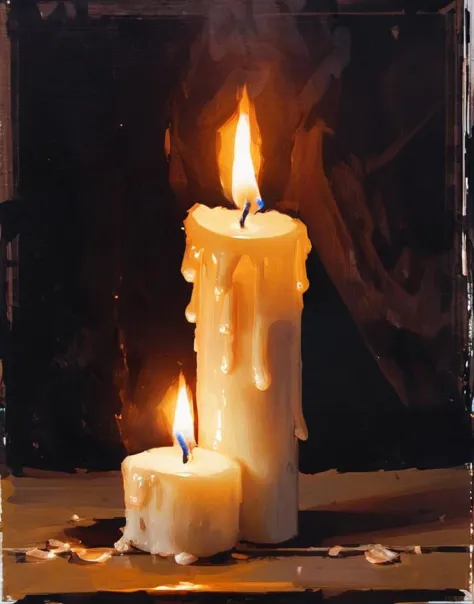 candle, oil painting