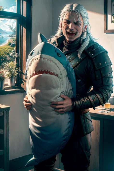 fluffy shark cushion