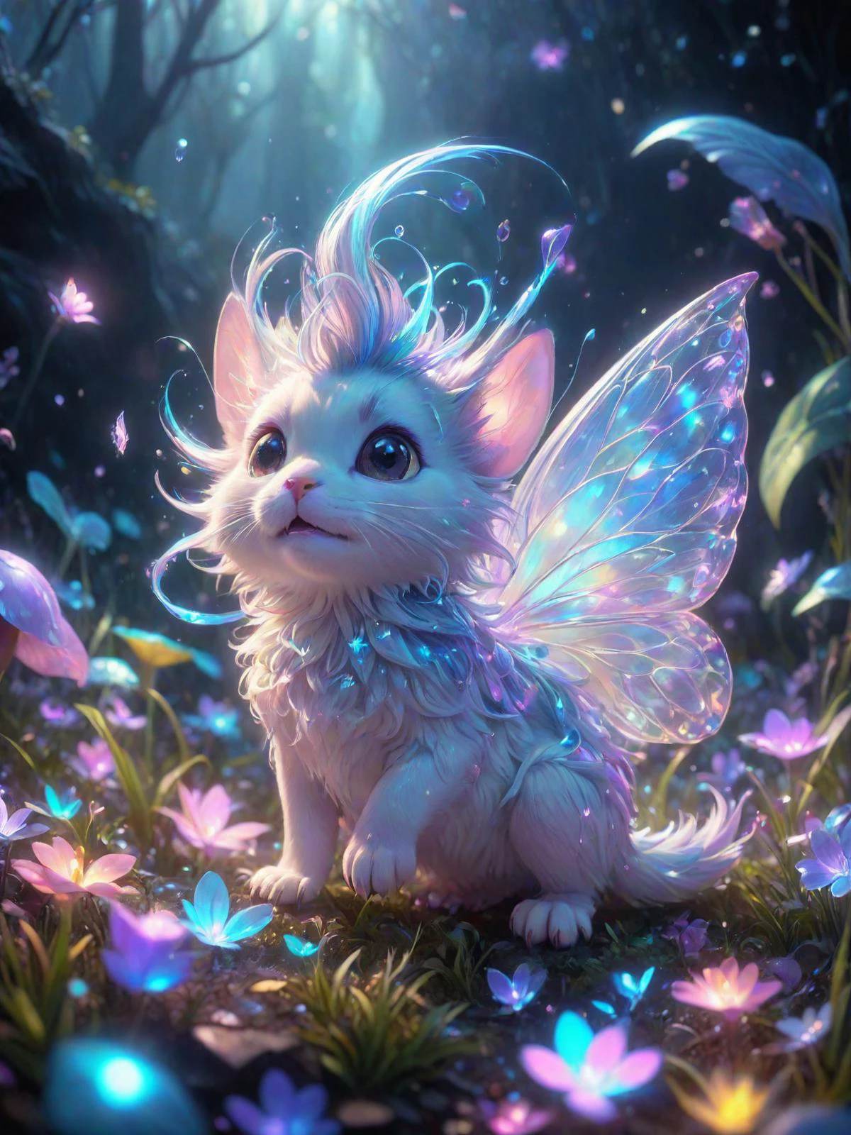 dreamscape a cute creature, no human, a lot of little details, by ayami kojima, smooth shading, 8k, cinematic composition, octane render, concept art, trending on artstation, digital painting, anime, disney, pixar, 8k, hd, dof, kodak film, volumetric lighting, subsurface scattering, photorealistic, octane magical  holography, [prompt] surreal, ethereal, dreamy, mysterious, fantasy, highly detailed
