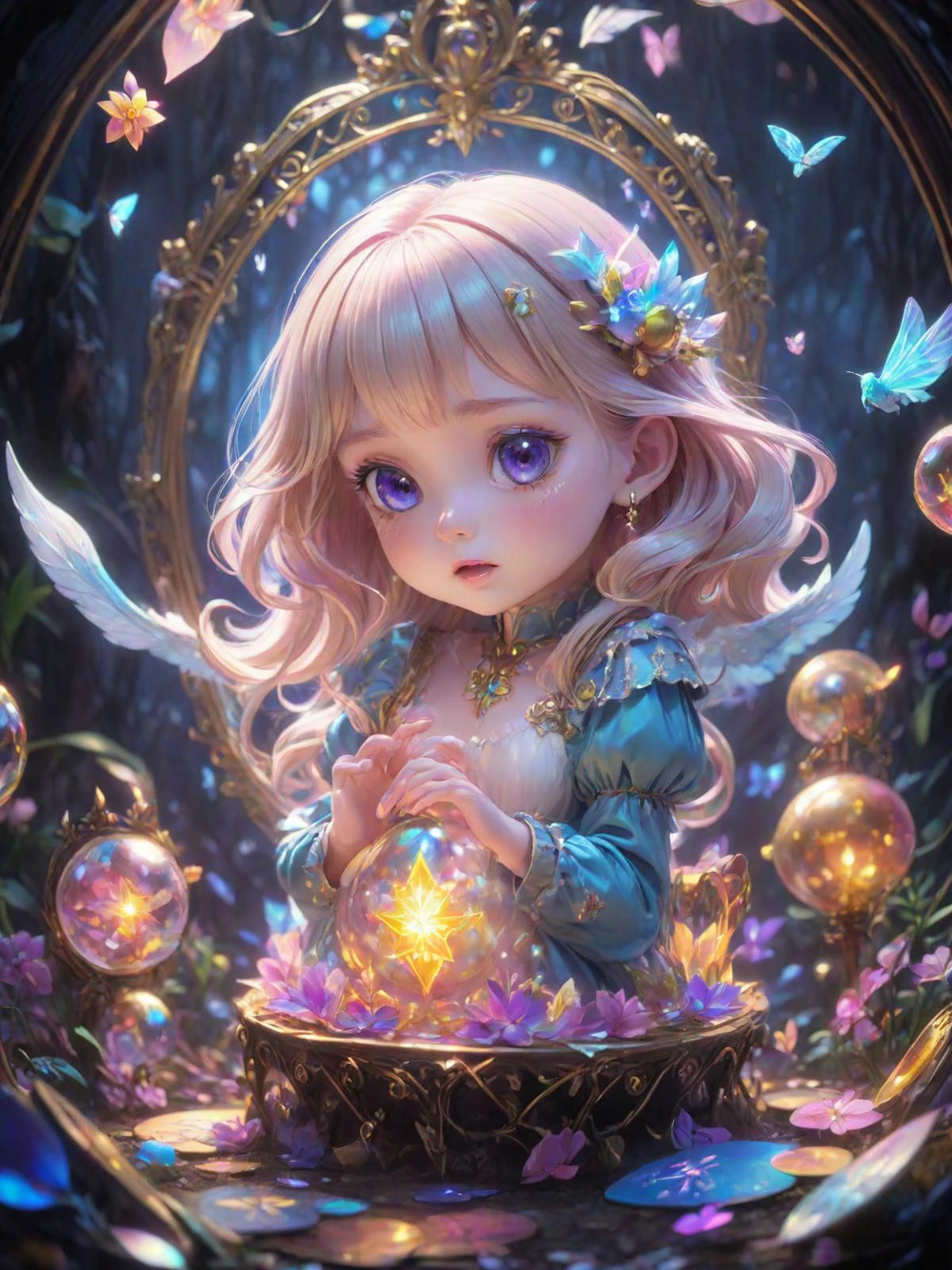 Anime-Serie artwork a cute creature, viele kleine Details, by ayami kojima, sanfte Schattierung, 8k, Filmkomposition, octane render, Konzeptkunst, Trends auf Artstation, digitale Zeichnung, Anime-Serie, Disney-Film, Pixar, 8k, hd, Schärfentiefe, kodak film, volumetrische Beleuchtung, Untergrundstreuung, fotorealistisch, Oktan magische Tarotkarte Stil Holographie, [prompt] Anime-Serie style, Leitmotiv, beschwingt, studio Anime-Serie,  sehr detailliert