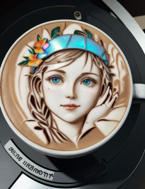 LatteArt, Reforçador Neural, Power eunputs,Pneus cheios de ar,eu/O Ports (eunput/Saída),capacetes, floral, euridescent, , 8K, LatteArt