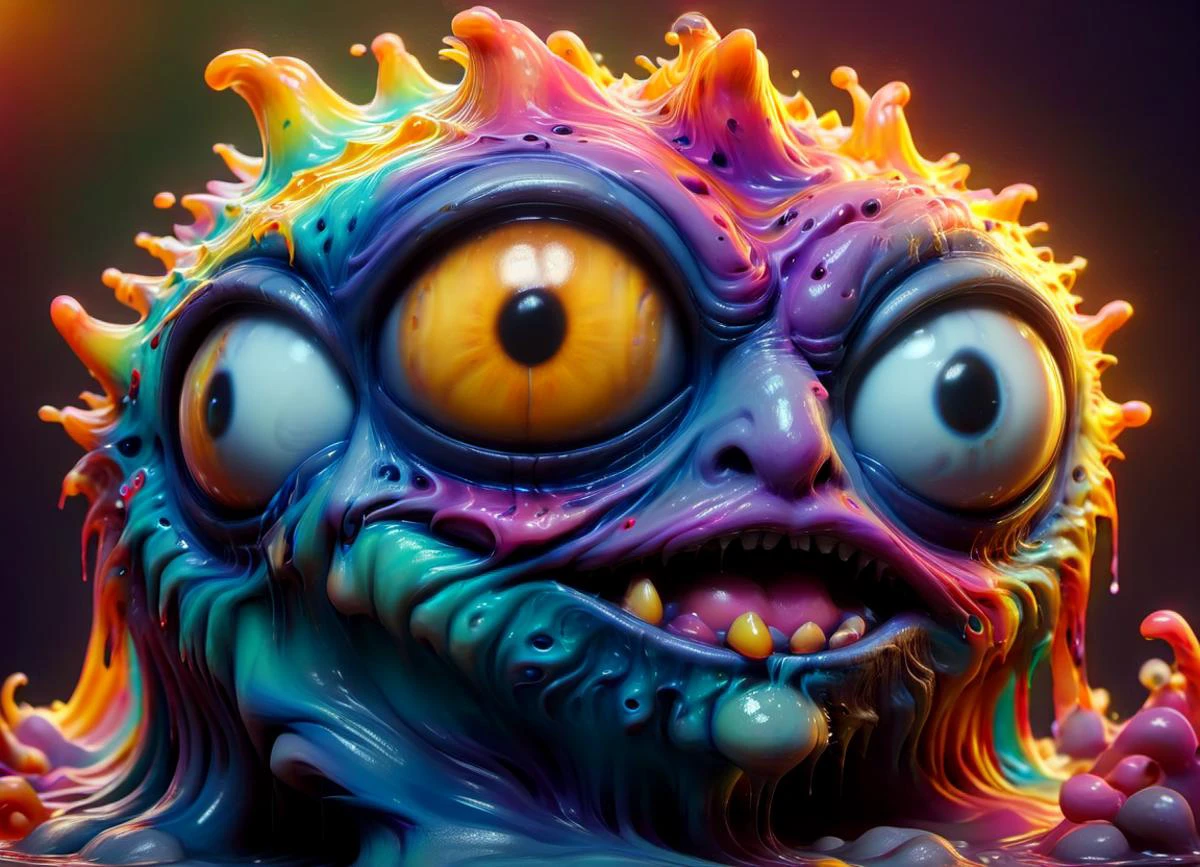 (zentriert) 3D-Modell eines süßen, unheimlichen, farbenfrohen Monsters mit langem Fell und seelenlosen Augen von Alexander Jansson:1.3 | zentriert, psychedelisch, bunt, Matter Hintergrund:0.9 | Von Jim Henson:0.7 | dave melvin:0.4 | unwirkliche Engine, deviantart, artstation, Oktan, finalrender, Konzeptkunst, hd, 8k Auflösung RAL-schmelzende große Augen Trypophobie, Untergrundstreuung, Ultra HD, 4k, hohe Auflösung, Photorealistisch, Hyperrealistisch, hyperdetailliert, analoger Stil, realistisch, Meisterwerk, beste Qualität, ultra realistisch, 8k, kompliziert, Hohe Detailliertheit, Filmfotografie, sanfte Beleuchtung,  Starker Schatten