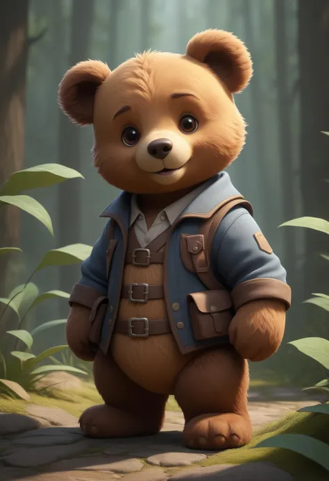 masterpiece of a Teddy bear on an adventure, Joy, A game, Paints, Fantasy, Cute, Childhood, Entertainment, Adventure, Smile, symmetrical, highly detailed, digital painting, artstation, concept art, smooth, sharp focus, illustration, volumetric lighting, epic Composition, 8k, oil painting, cgsociety