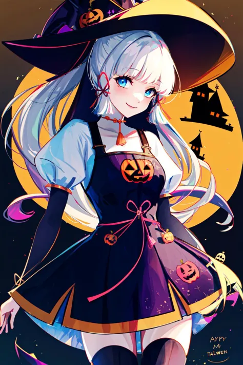 a cartoon girl in a witch costume with a hat and a broom