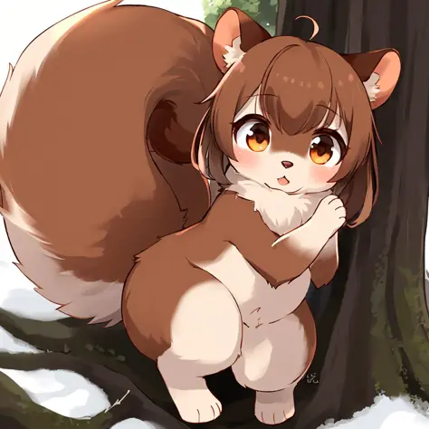 cute feral squirrel, furry, female, konzaburou,
body fur, orangish brown fur