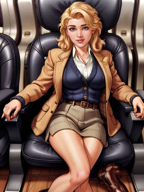 ((SFW)), 4K, UHD, Extremely detailed pinup art, 
[ Olivia Austin | Elsa Pataky ] , tweed blazer, cable knit sweater, and leather loafers , movie theater  , 
art by  Alberto Vargas,  <lora:Alberto_Vargas_Pinup_Style:0.7>