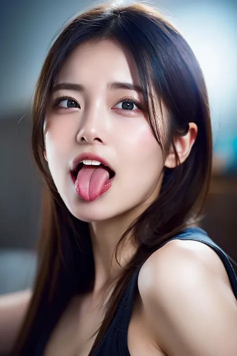 Realistic tongue out (ahegao)