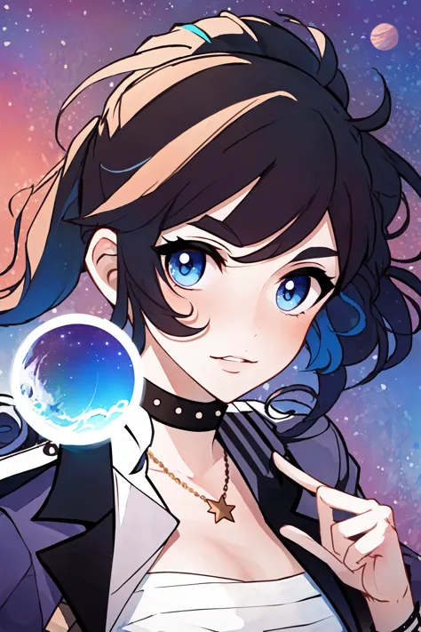 anime girl holding a crystal ball in her hand