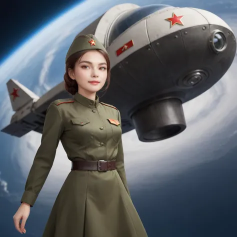 <lora:SDXL 50Soviet Military uniform-000003:0.5>
1girl,solo,Soviet Military uniform, spacecraft, space station, space, dynamic pose, 
best quality, high quality, highres, masterpiece, 
looking at viewer, facing viewer,