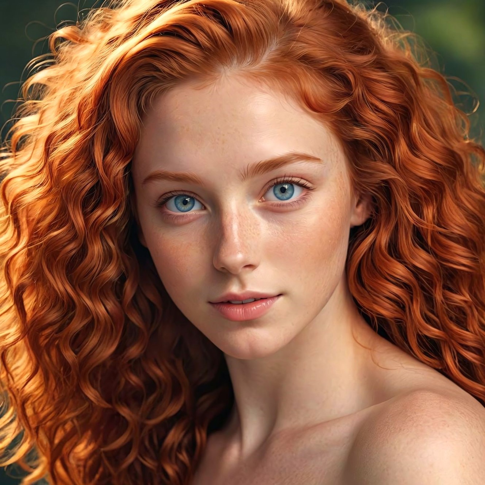 Redhead haired woman with blue eyes and red hair posing for a picture -  SeaArt AI