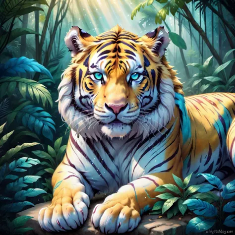{"prompt": "A masculine Magic tiger crossed with a lion in the jungle. Soft vibrant Lens, Ultra High Definition, Detailed and In...