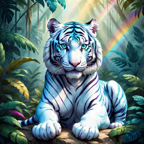 {"prompt": "Magic tiger with a pride in the jungle. Soft vibrant Lens, Ultra High Definition, Detailed and Intricate, vivid colo...